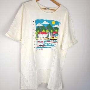 Vintage Crazy Shirts White Off White Short Sleeve Tee XL Maui Lahaina Back Print